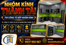 Thi công tủ bếp nhôm kính