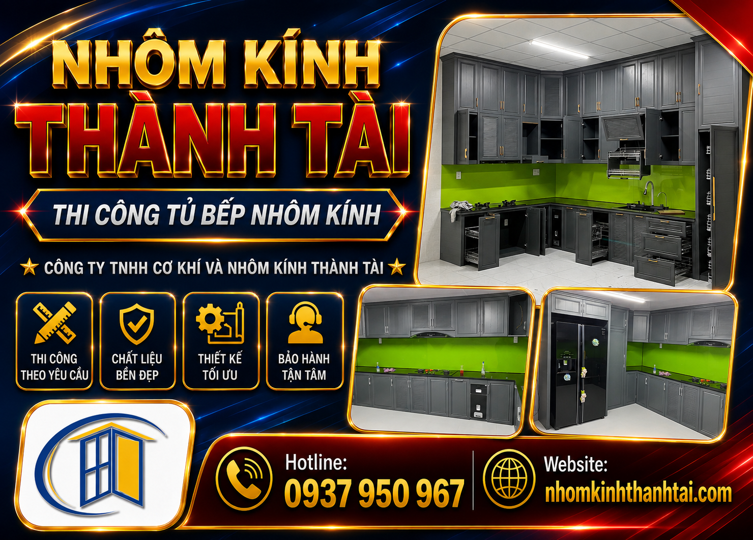 Thi Công Tủ Bếp Nhôm Kính