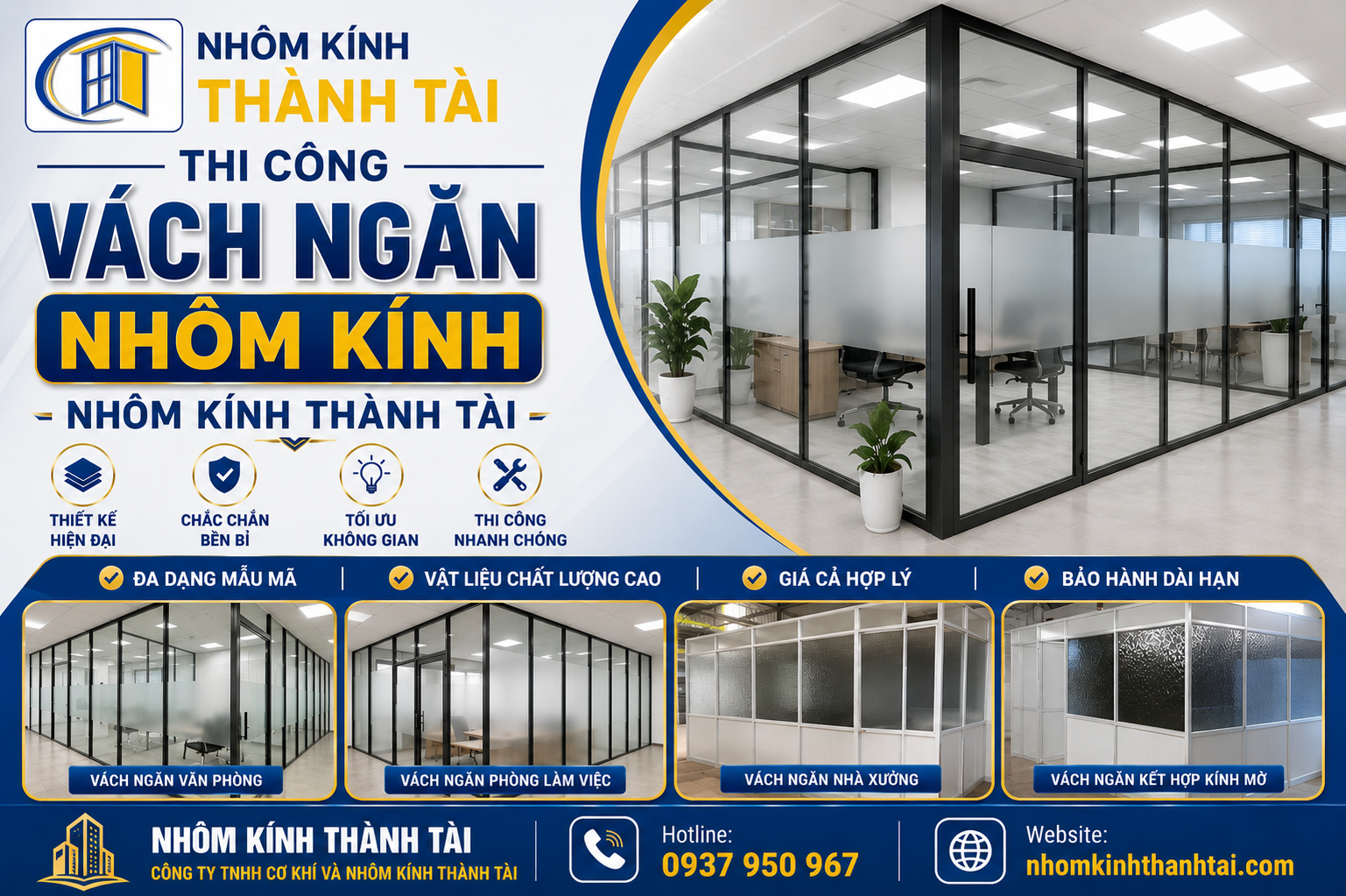 Thi Công Vách Ngăn Nhôm Kính