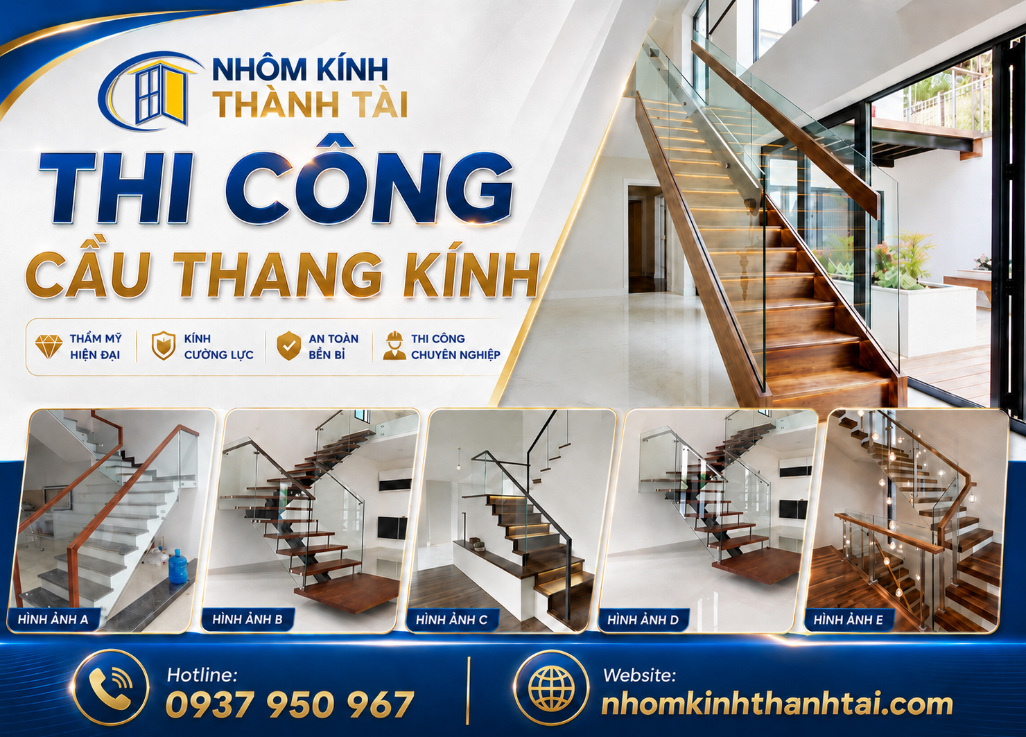 Thi Công Cầu Thang Kính