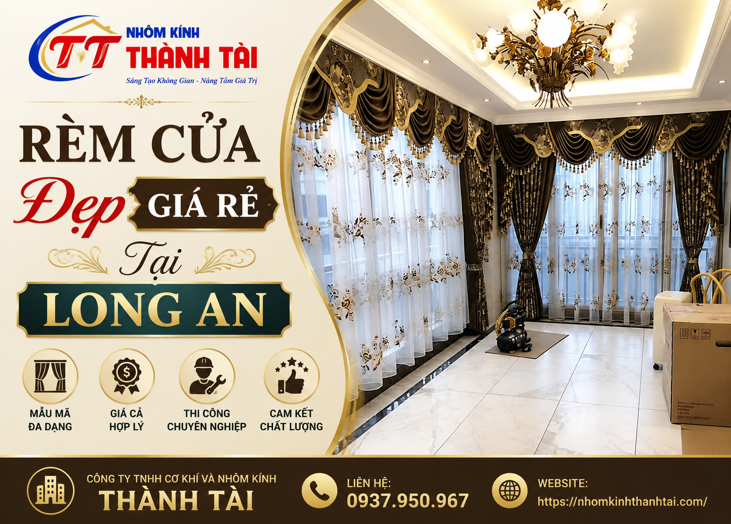 Rèm cửa đẹp giá rẻ Long An