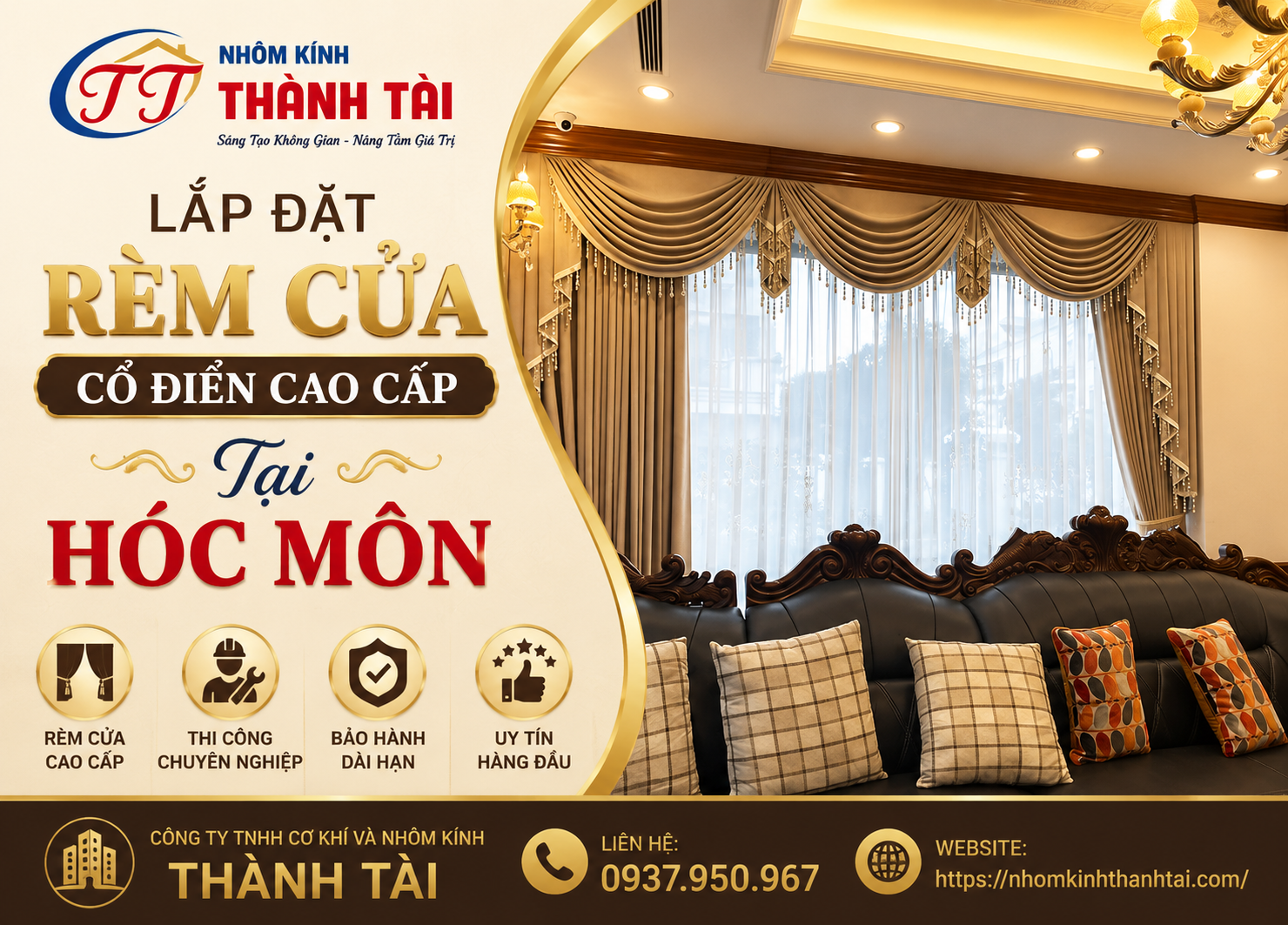 Lắp đặt rèm cửa cổ điển cao cấp Tại Hóc Môn