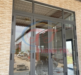 Cửa  nhôm Xingfa 4 cánh màu Xám Ghi 