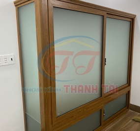 Tủ quần áo nhôm nội thất màu Vân gỗ Lim chất lượng 