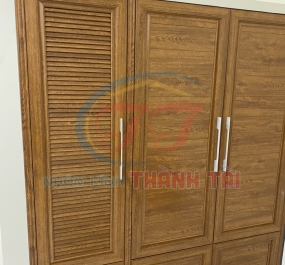 Tủ Quần Áo nhôm nội thất màu gỗ Lim 