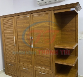 Tủ quần áo nhôm nội thất màu Vân gỗ Lim bền đẹp