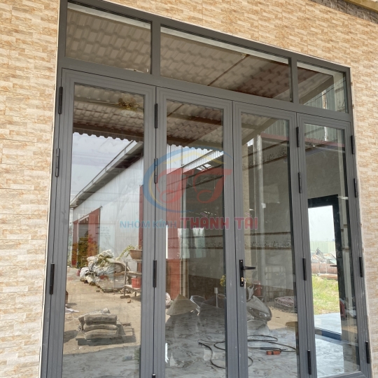 Cửa  nhôm Xingfa 4 cánh màu Xám Ghi 