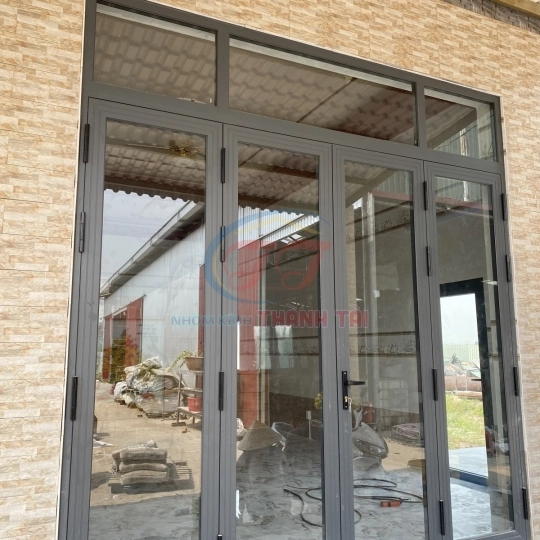 Cửa  nhôm Xingfa 4 cánh màu Xám Ghi 