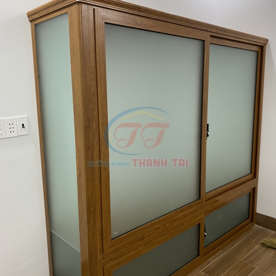 Tủ quần áo nhôm nội thất màu Vân gỗ Lim chất lượng 
