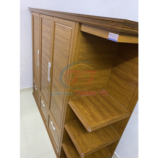 Tủ quần áo nhôm nội thất màu Vân gỗ Lim bền đẹp