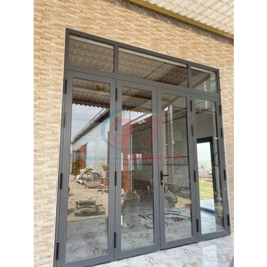 Cửa  nhôm Xingfa 4 cánh màu Xám Ghi 