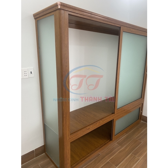 Tủ quần áo nhôm nội thất màu Vân gỗ Lim chất lượng 