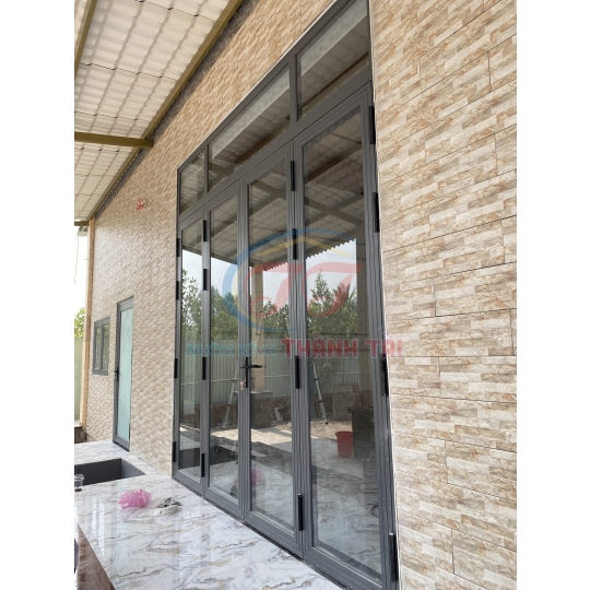 Cửa  nhôm Xingfa 4 cánh màu Xám Ghi 