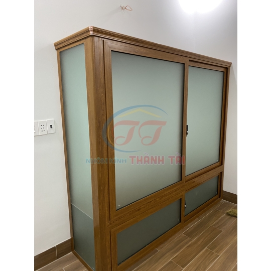 Tủ quần áo nhôm nội thất màu Vân gỗ Lim chất lượng 